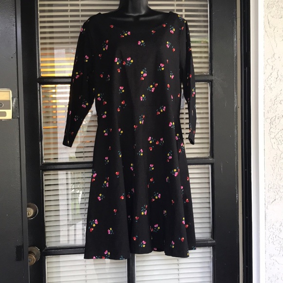 Old Navy Black Dress w/ flowers - Picture 2 of 6